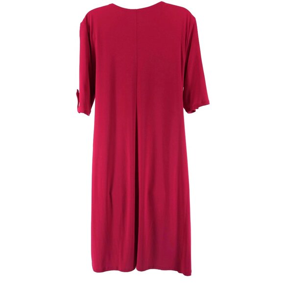 Dressbarn Pink Fuchsia Tab Sleeve Faux-Wrap Dress Size 16 Office Career Stretch - Picture 7 of 10